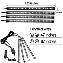 4x 12 LED RGB Car Interior Atmosphere Footwell Strip Lights Floor Decor Lamps