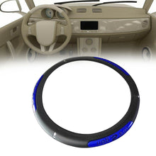 Black Blue PU Leather Car Steering Wheel Cover Anti-slip Protector For 37cm-38cm