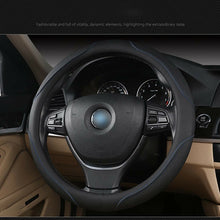 Car Steering Wheel Cover PU Leather Black&Blue Anti-Slip for 38CM/15" Cover US