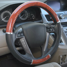 Wood Grain Car Steering Wheel Cover for Auto SUV Luxury Grip Syn Leather 38cm