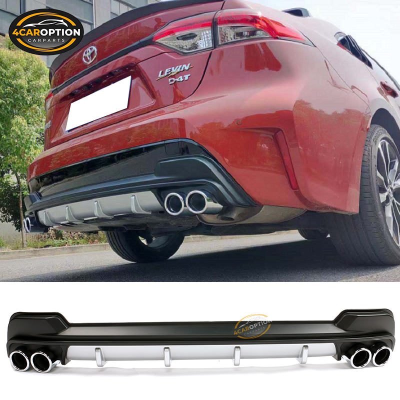 Fits 20-21 Toyota Corolla LE Rear Bumper Diffuser Lip Spoiler W/Lower Trim & Tip