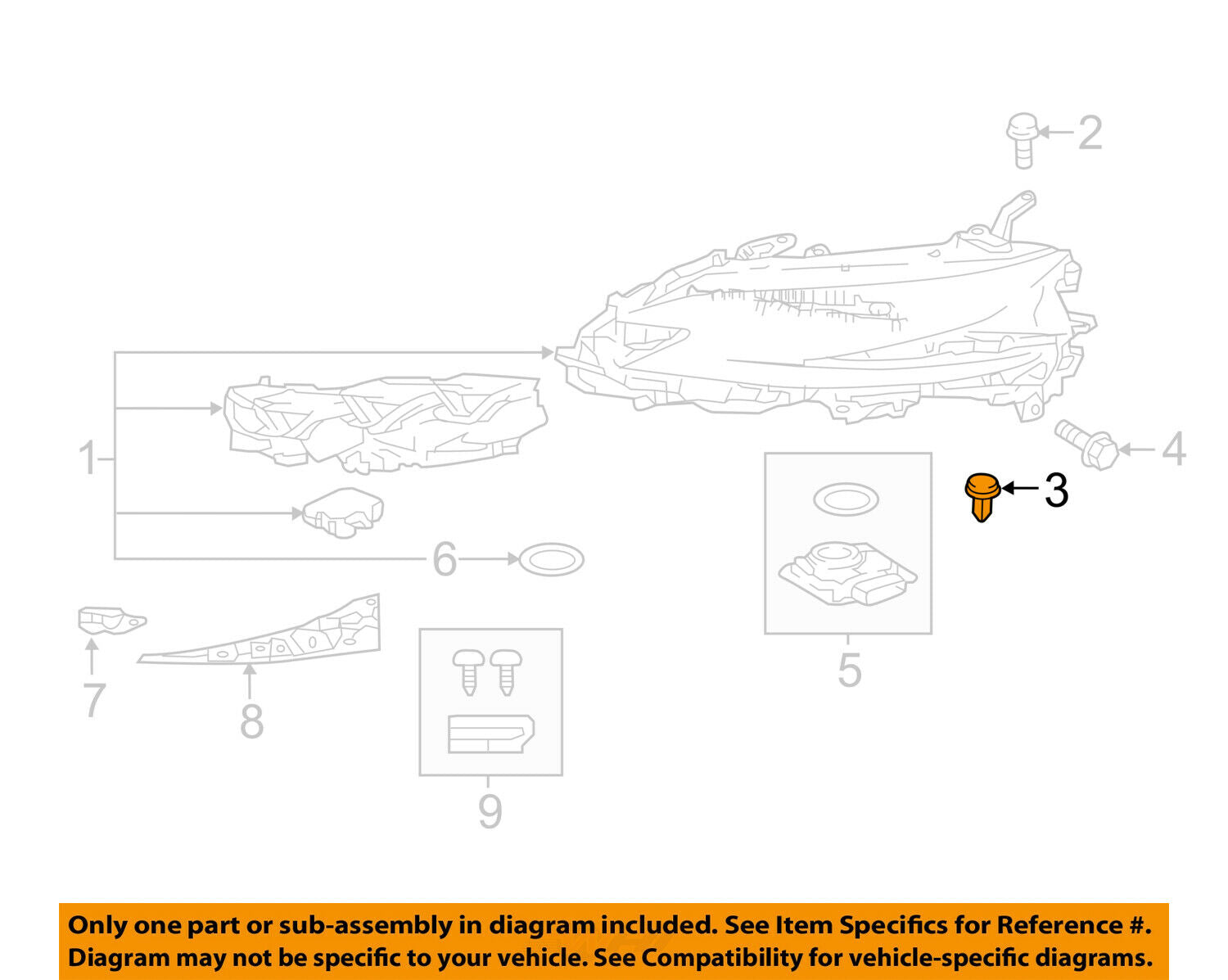 TOYOTA OEM Headlight Head Light Lamp-Headlamp Grommet 9018906238