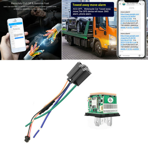 Car GPS Tracker Route Tracking Relay GSM Alarm APP Anti-theft Kill Oil Pump 1x