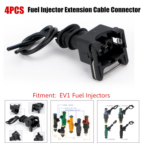 4PCS OBD1 EV1 Style Injector Clip Fuel Injector Extension Cable Connector Wiring