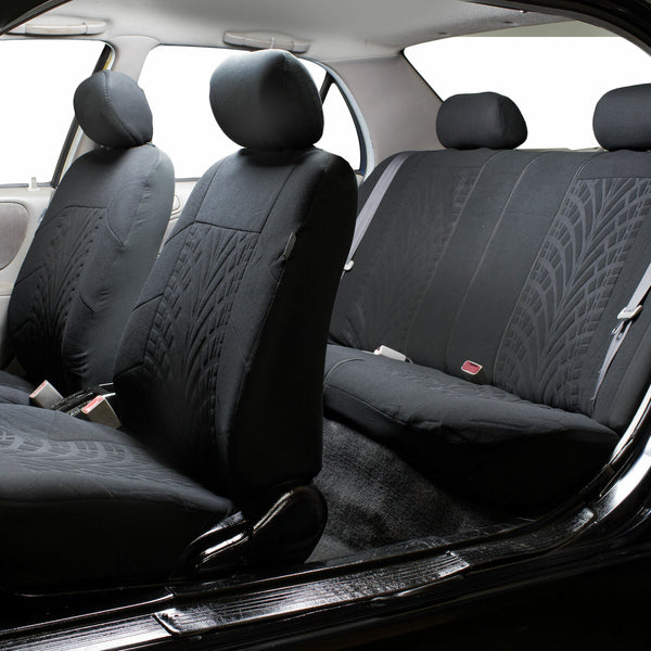 Car Seat Covers For Sedan SUV Truck Set Zipper Split Bench Solid Black