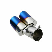 Car Rear Dual Exhaust Pipe Tail Muffler Tip Throat Tailpipe Stainless Steel Blue