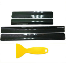 4Pcs 5D Black Carbon Fiber Car Door Plate Sill Anti Scratch Scuff Cover Stickers