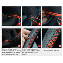 Genuine Leather Car Steering Wheel Cover 38cm W/ Needles Thread Car Accessories