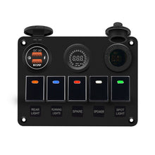 Waterproof Car Boat Rocker Switch Panel Gang w/Dual USB Socket Cigarette Lighter