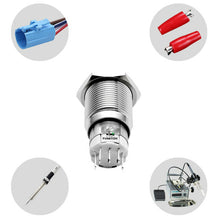 Waterproof Stainless Steel Red LED 12V 16mm Power Button Switch Push ON/OFF