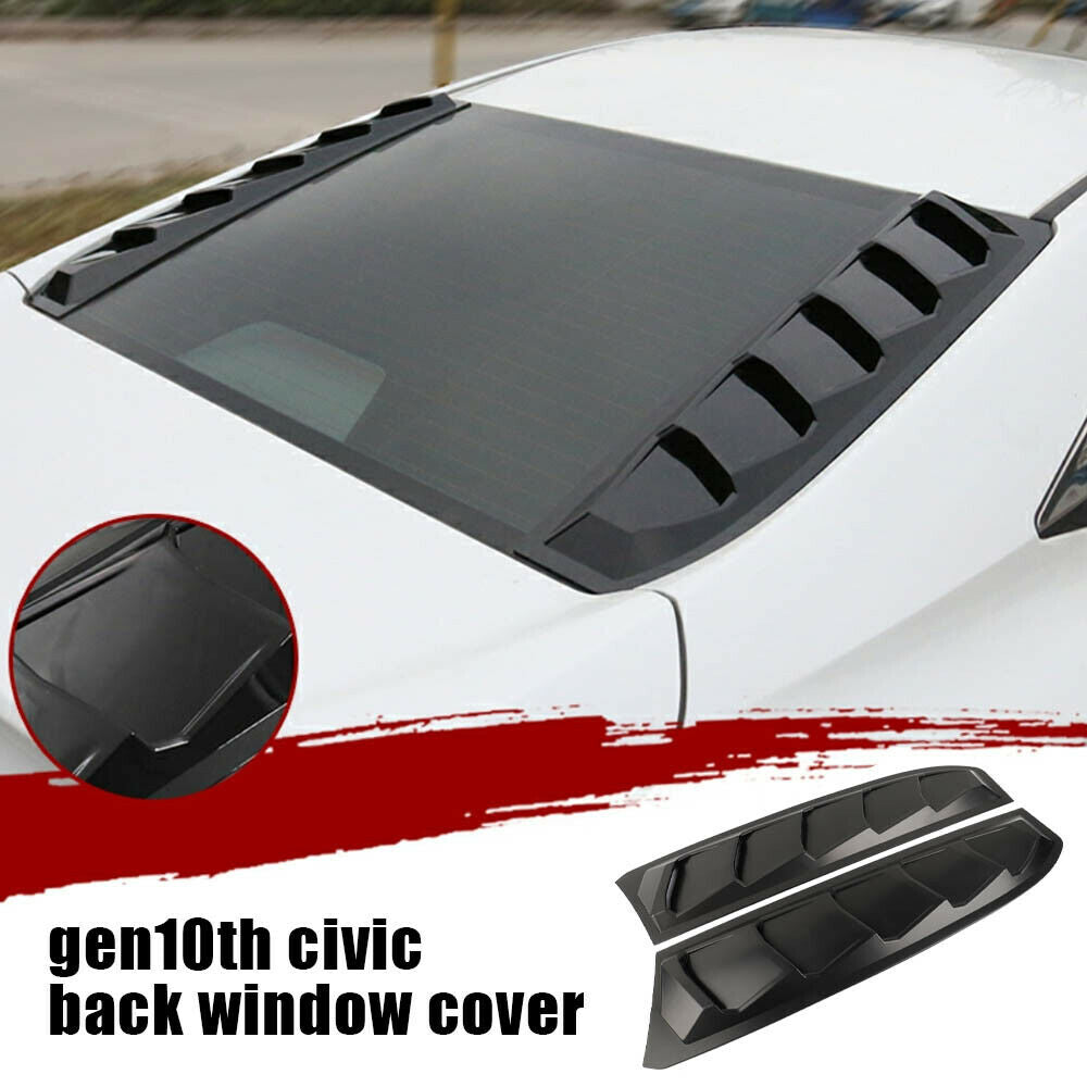 For Honda Civic 2016-2020 ABS Black Rear Side Window Louver Scoop Cover 2PCS