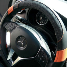 2019 Black & Orange Slip-On Style PU Steering Wheel Cover Perfect Fit Non-Slip