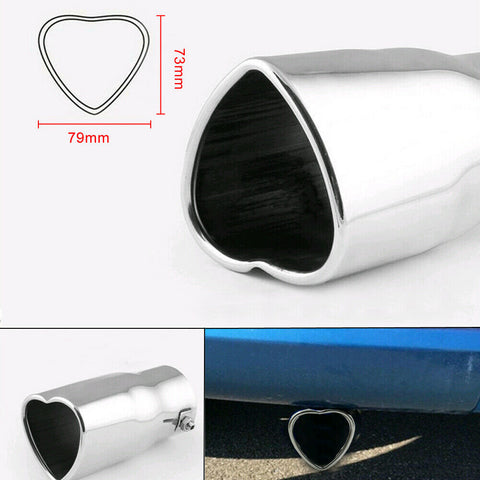1x Universal 63mm Stainless Steel Heart Shaped Car Tip Exhaust Pipe Muffler New