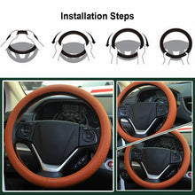 38CM Genuine Leather Car Steering Wheel Cover Breathable Hole Non-Slip Soft Grip