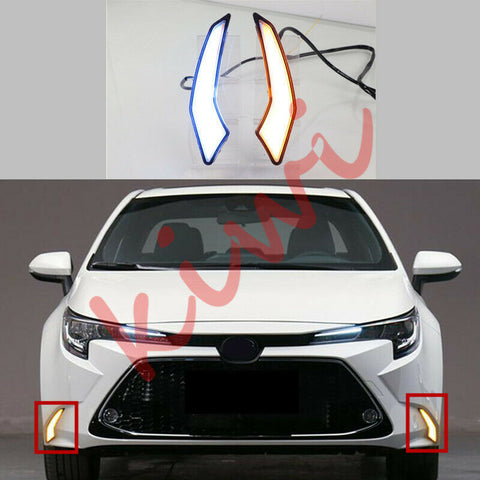 1Set Front Bumper Fog Lamp（DRL）LED 3-Function 3-Colors For Toyota Corolla 2020 Y