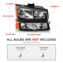 For 2003-2007 Chevy Silverado Headlights+Bumper Parking Light Lamp Black Housing