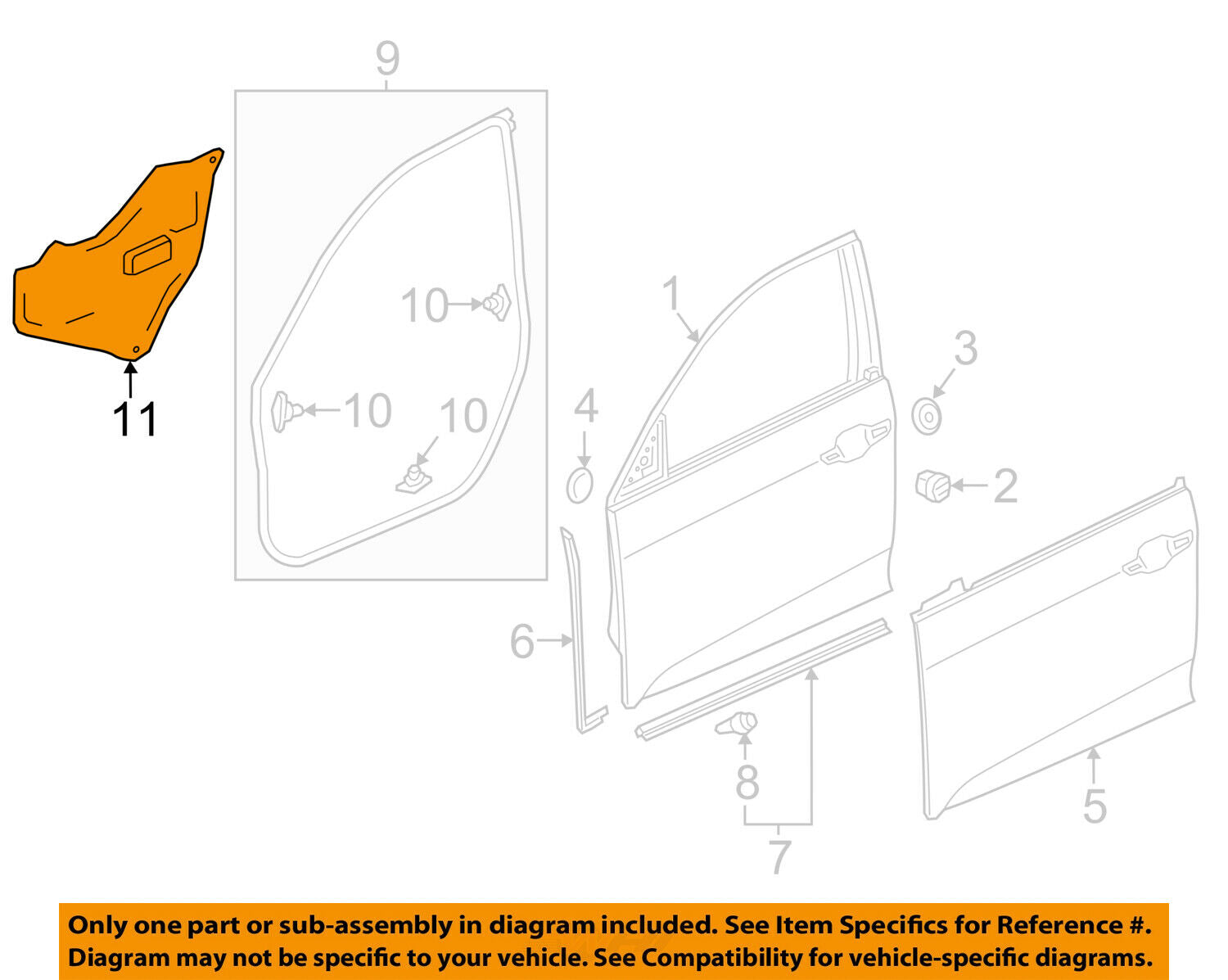 HONDA OEM 2017 Civic Front Door-Water Shield Left 72361TEAT01