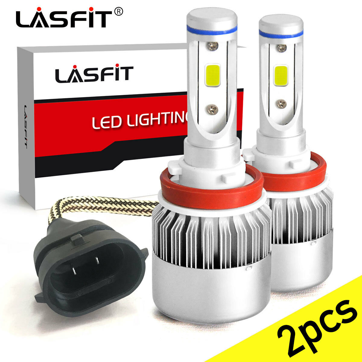 LASFIT H11 LED Headlight Kit Low Beam Bulb Super Bright 6000K 45Days Free Return