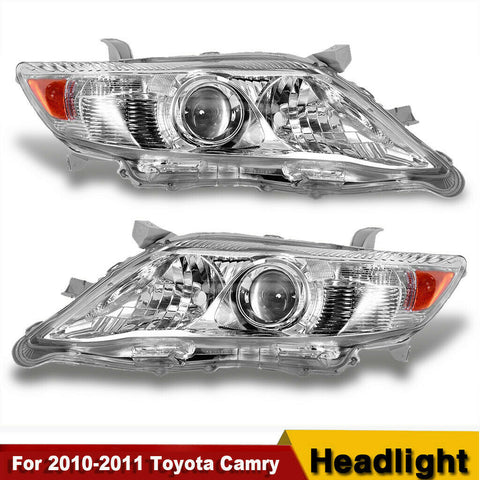 FOR 2010-2011 TOYOTA CAMRY CHROME HOUSING AMBER CORNER PROJECTOR HEADLIGHT NEW
