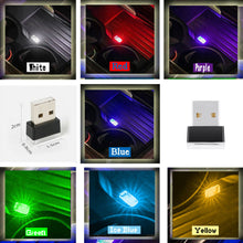 1x USB Mini Interior LED Colorful Atmosphere Lights Night Lamp Car Accessories