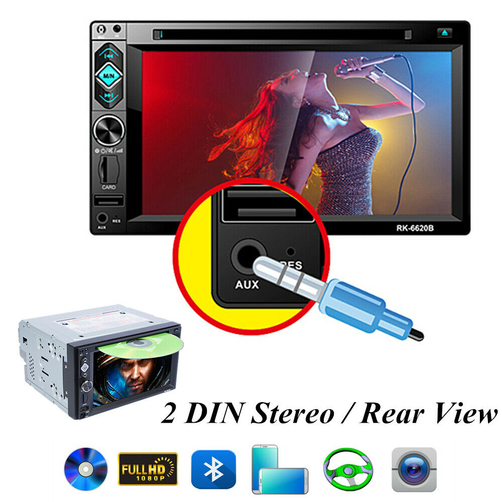 Car Bluetooth GPS Navigation Radio DVD Player 2 DIN Stereo Touch Screen 6.2Inch
