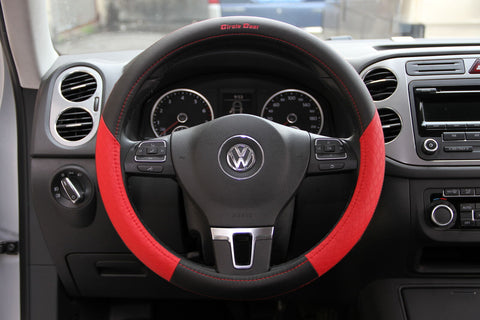 Black and Red Comfort Grip Sporty Slip-On Steering Wheel Cover Good Fit