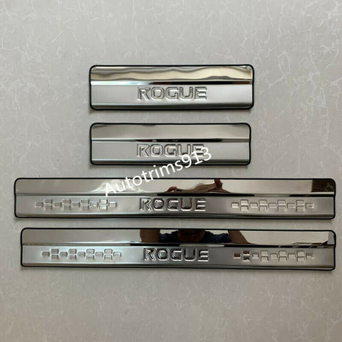 Stainless Steel Door Sill Scuff Plate Guards Cover For Nissan Rogue 2015-2020