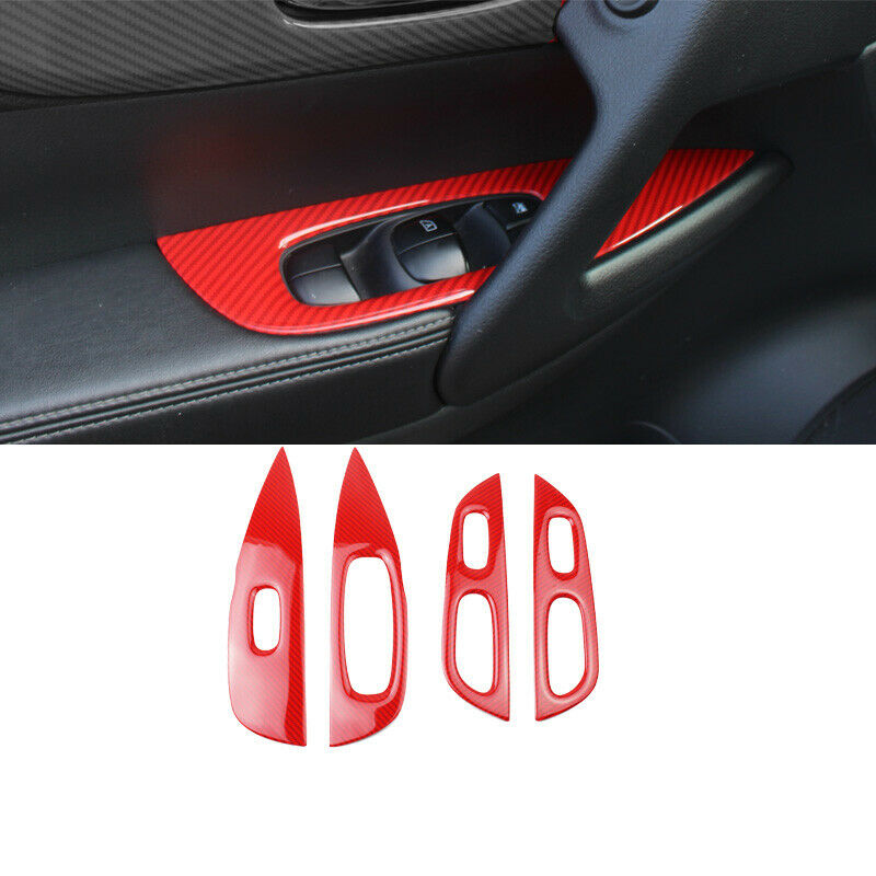 For Nissan Rogue 2014-20 ABS Red Carbon Fiber car Window lift panel switch Trim