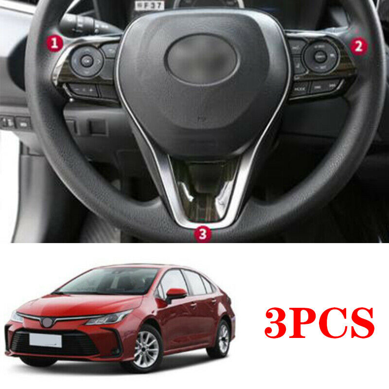 For Toyota Corolla 2019-2020 Black Wood inner Steering wheel strip cover trim 3*