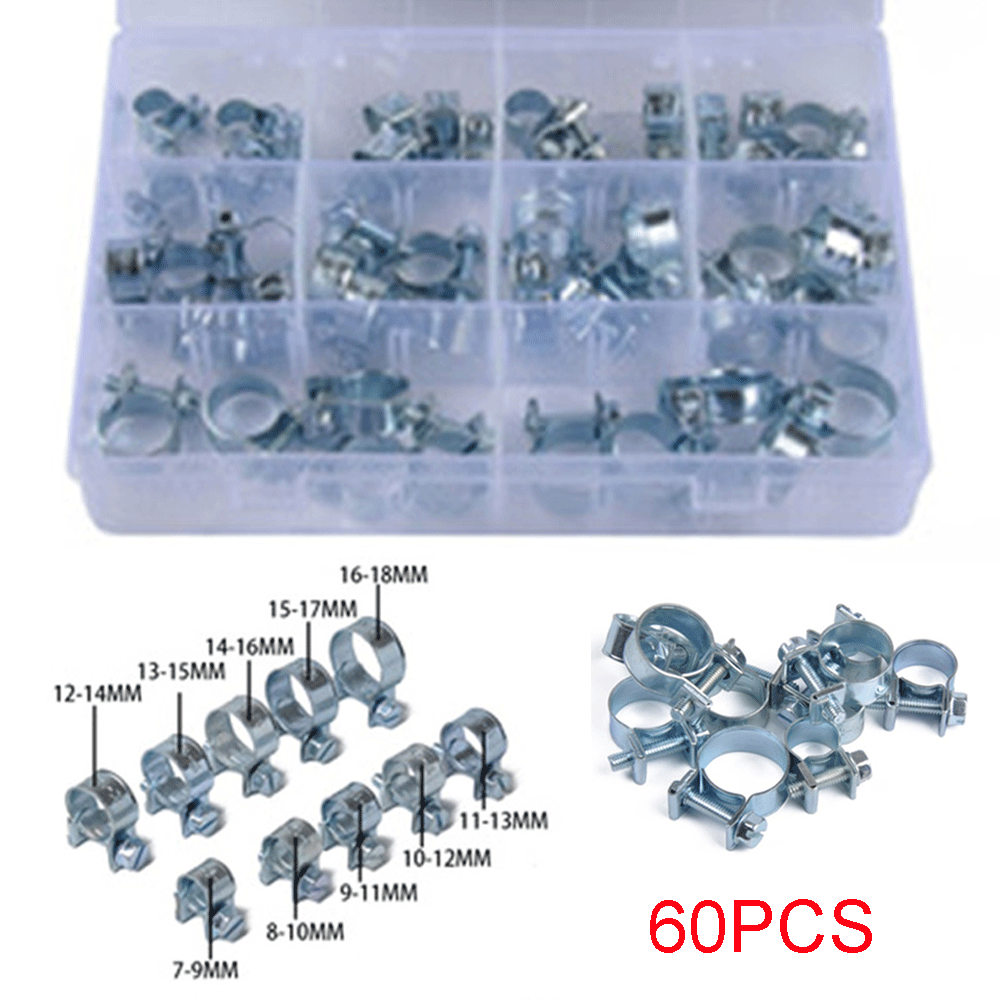 60x Carbon Steel Hose Clamp Clip for Car Coolant Fuel Oil Vacuum Emission System