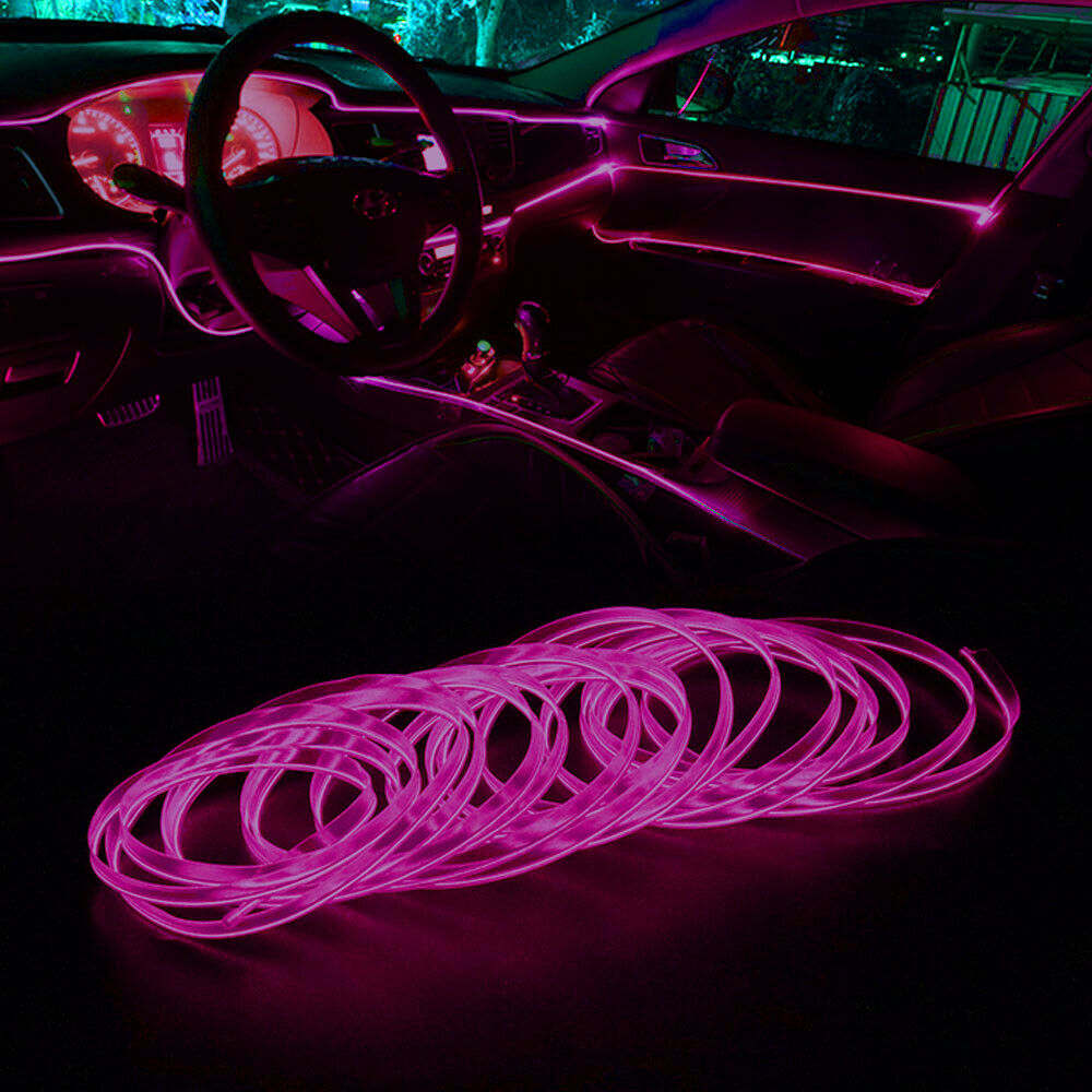 6.5FT/2M LED Car Interior Decor Atmosphere Wire Strip Pink Light Lamp Accessory