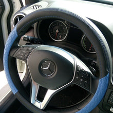 Black & Blue 14.25-15" PVC Leather Steering Wheel Cover Non-Slip Durable