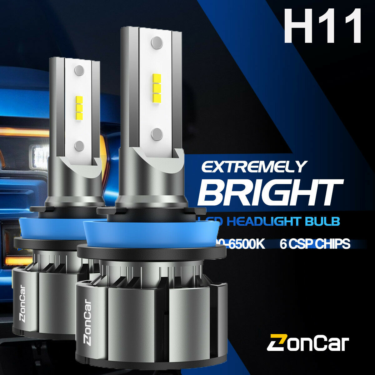 ZonCar H11 LED Headlight High Beam H9 H11 Bulbs 10000LM 6500K Headlamps Kits