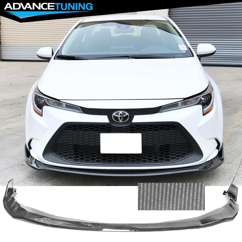 Fits 20-21 Toyota Corolla LE Front Bumper Lip Body kit Carbon Fiber Print