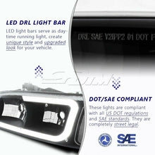 For 1999-2006 GMC Sierra 1500 2500 G2 DRL LED Black Clear Headlights+Bumper 4PCS