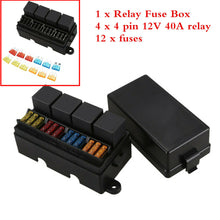 Car 12 Way Blade Fuse Box 12V 40A Relays Holder Plastic Universal Waterproof