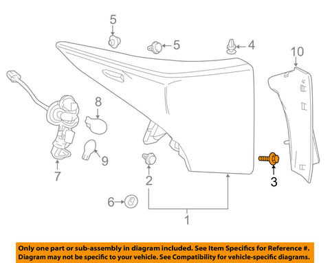 Lexus TOYOTA OEM Taillight Tail Light Lamp Rear-Lens & Housing Screw 9015960621