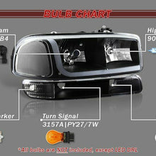 For 1999-2006 GMC Sierra 1500 2500 DRL LED Black Clear Headlights+Bumper 4PCS