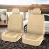 2PCS Car Front Seat Headrest Cover PU Leather Cushion Set Universal Beige Color