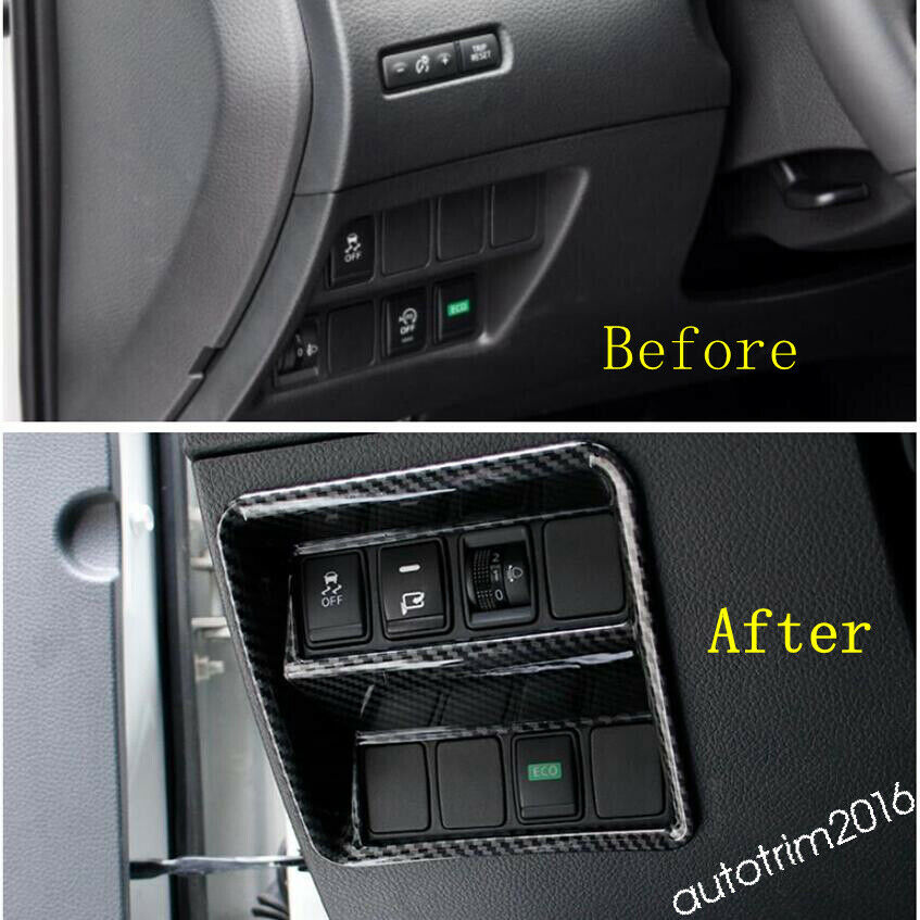 Carbon Fiber Look Headlights Switch Panel Kit For Nissan X-Trail Rogue 2014-2020