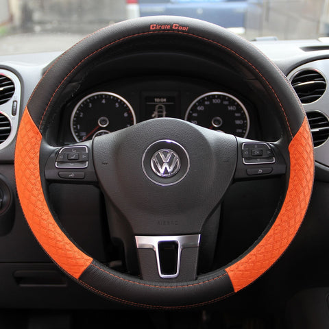 Black and Orange Comfort Grip Sporty Slip-On Steering Wheel Cover Good Fit