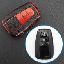 Smart Car Key Fob Cover Case For Toyota Camry CHR RAV4 Corolla Prius Leather Red