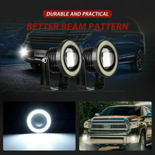 2pcs 2.5'' COB LED Projector Angel Eye Halo Ring Fog Lamp White DRL Driving Bulb