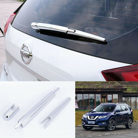 For Nissan Rogue 2014-2020 ABS Chrome Car Rear Window rain Wiper Cover Trim 3pcs
