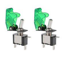 2X Green Cover LED Toggle Switch Racing SPST ON/OFF 20A ATV 12V For Car Truck