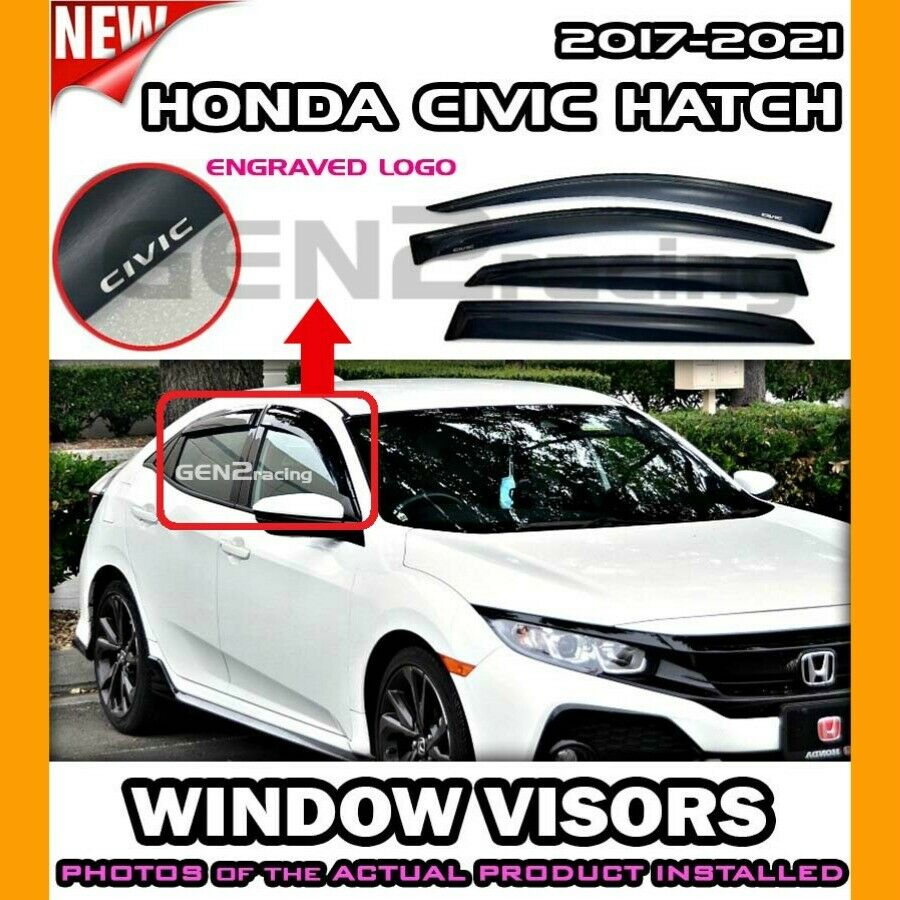 💧WINDOW VISORS for 2017→2020 Honda Civic Hatchback / DEFLECTOR RAIN GUARD VENT