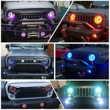 For 2007-2018 Jeep Wrangler JK Halo 7'' LED Headlights RGB Lights Fog Turn Combo
