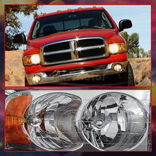 Pair Front Headlight Assembly Kit for 2002-2005 Dodge Ram 1500 2500 3500 Pickup