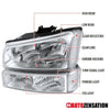 For 2003-2006 Chevy Silverado Avalanche Clear Headlights+Bumper Signal Lamps