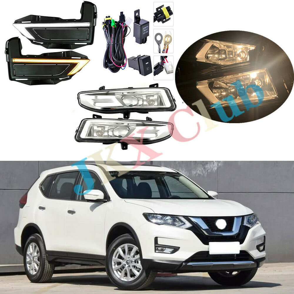 LED DRL Daytime Running Light Fog Wire Kit For Nissan Rogue X-Trail 2017-2020